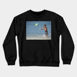 throwing the frisbee Crewneck Sweatshirt